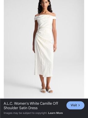 A.L.C. White Off-Shoulder Midi Dress